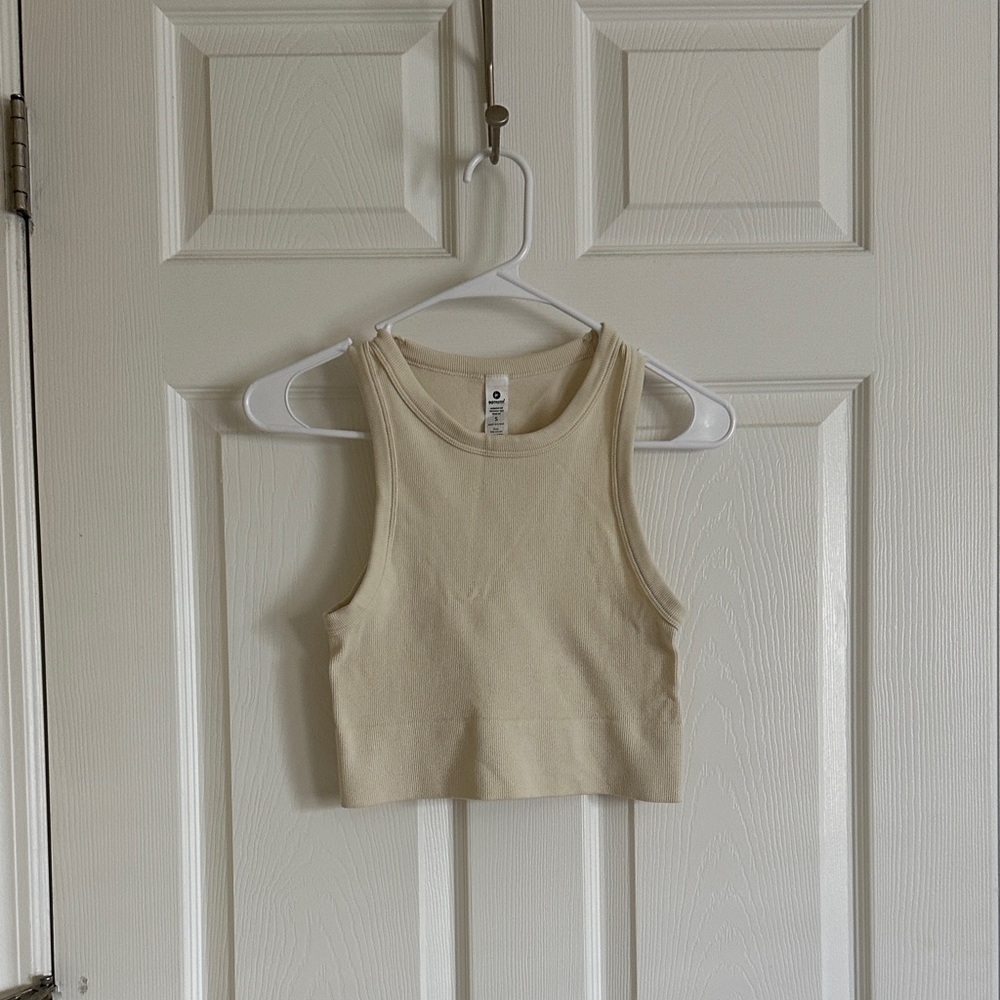 90 Degree By Reflex Cream Crop Top workout